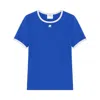 Courrèges Cropped Embroidered Cotton-jersey T-shirt In Blue