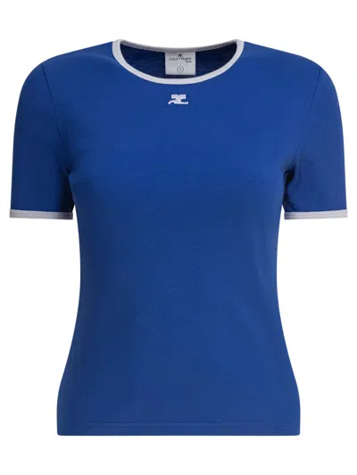 Courrèges Signature Contrast T-shirt In Blue