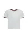 Courrèges Fitted White T-shirt With Contrasting Ribbed Trim In White