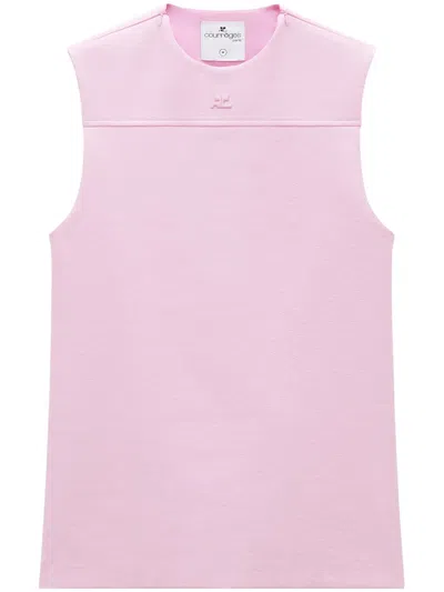 Courrèges Tailor Vinyl Logo-embossed Tank Top In Pink
