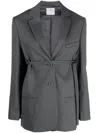 Courrèges Strapped Tailored Jacket In Gray