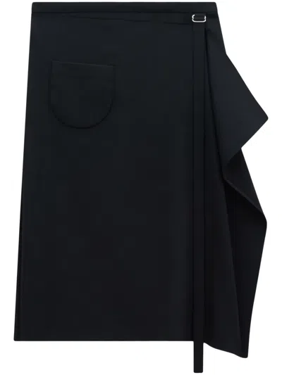 Courrèges Tailored Folded Midi Skirt In Schwarz