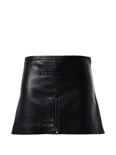 Courrèges Tailored Leather Mini Skirt In Black