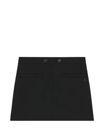 Courrèges Logo-embroidered Twill Mini Skirt In Black