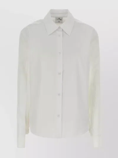 Courrèges Tailored Poplin Shirt Featuring Cuffed Long Sleeves In White