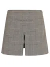 Courrèges High-waisted Checked Pattern Mini-skirt With Front Slit In Sand Mud Brown