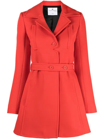 Courrèges Tailored Virgin Wool Coat In Rosso