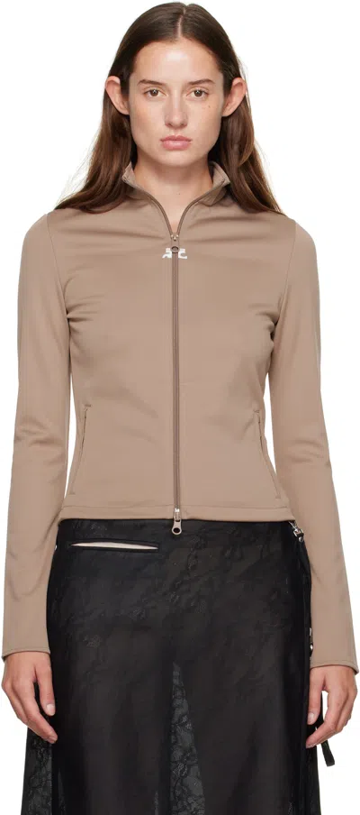 Courrèges Tan Biker Track Jacket In Brown