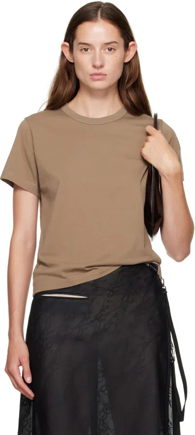 Courrèges Tan Embroidered T-shirt In Neutral