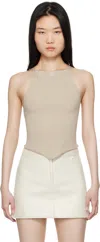 Courrèges Tan Pointy Rib Knit Tank Top In 1054 Cappuccino