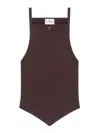 Courrèges Sleeveless Ribbed Knit Square Neck Top In Brown