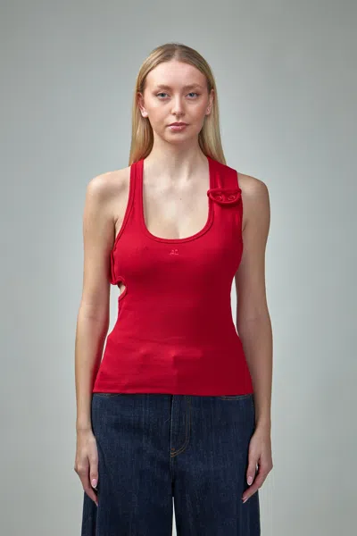 COURRÈGES TANK TOP DOUBLE BUCKLE 90'S RIB