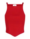 Courrèges Fitted Ribbed Tank Top With Shoulder Pads In Red
