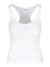 Courrèges Sleeveless Racerback Ribbed Top Buttons In White