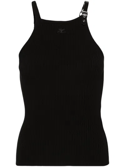 Courrèges Tank Top With Buckle In Black