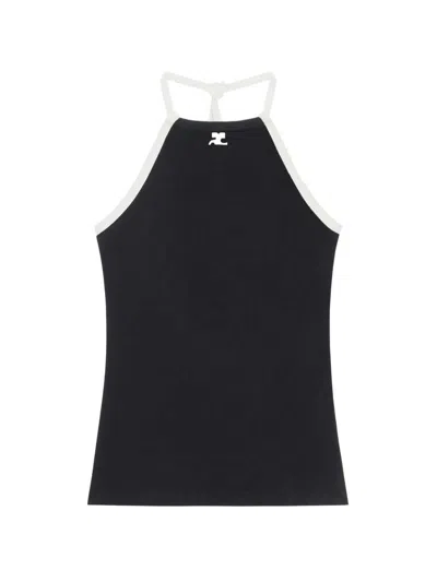 Courrèges Tank Top With Tie Back In Black