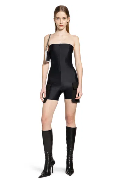 Courrèges Tech Jersey Cargo Bodysuit In Black