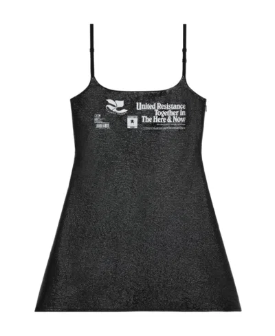 Courrèges Text-print Textured Minidress In Black