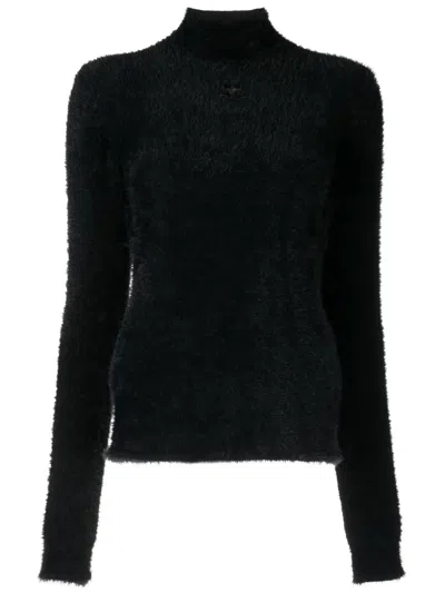 Courrèges Textured-knit Jumper In Black