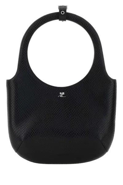 Courrèges Courreges Textured Leather Shoulder Bag In Black