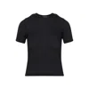 Courrèges Textured Mesh Black Short-sleeved Top In Black