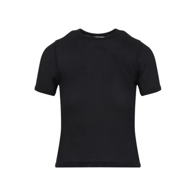 Courrèges Textured Mesh Black Short-sleeved Top