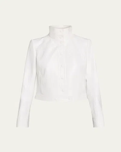 Courrèges Textured Vinyl Crop Jacket In White