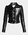 Courrèges Textured Vinyl Crop Jacket In Black