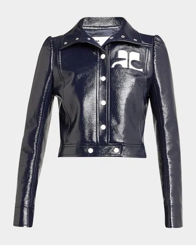 Courrèges Textured Vinyl Crop Jacket In Multi
