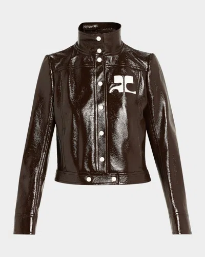 COURRÈGES TEXTURED VINYL CROP JACKET