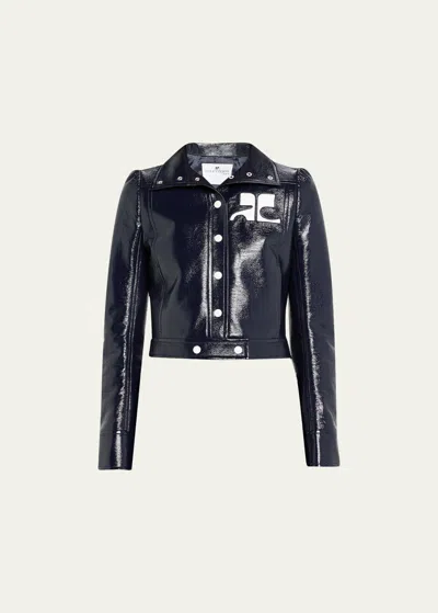 Courrèges Textured Vinyl Crop Jacket In Multi