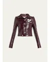 Courrèges Vinyl Blazer With Collared Neck And Long Sleeves In Brown