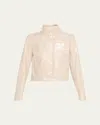 Courrèges Textured Vinyl Crop Jacket In Neutral