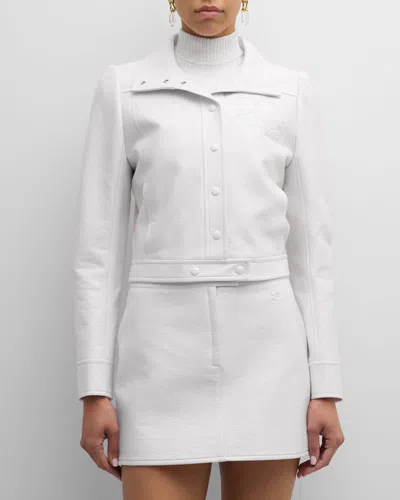 Courrèges Textured Vinyl Crop Jacket In White