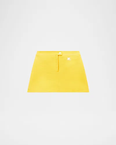 Courrèges Textured Vinyl Mini Skirt In Yellow