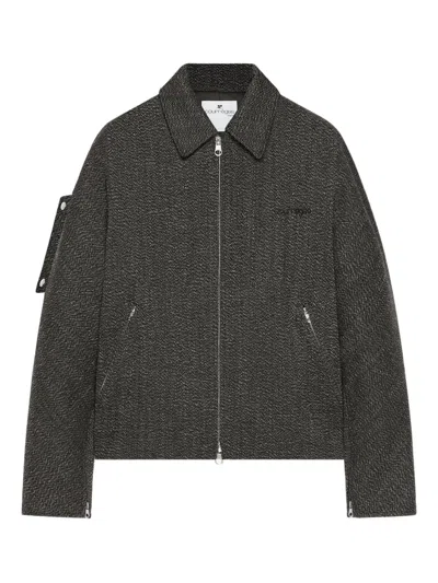 Courrèges Textured Zip-up Jacket In Gray