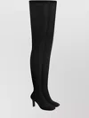 Courrèges Thigh High Mesh Square Toe Boots In Black