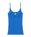 Courrèges Ribbed-knit Logo Tank Top In Blue