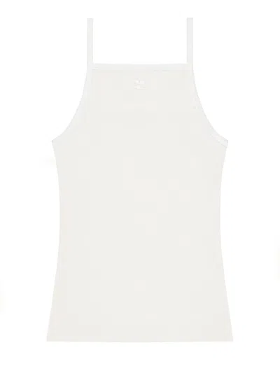 Courrèges Thin Straps Square Neckline Tank Top In Black