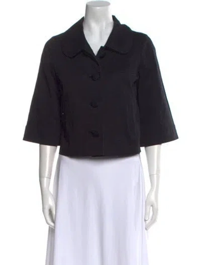 Pre-owned Courrèges Three-quarter Sleeve Crop Top In Black