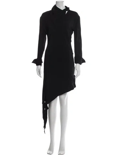Pre-owned Courrèges Tie Neck Mini Dress W/ Tags In Black