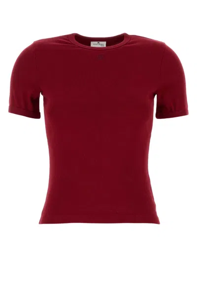 Courrèges Signature Contrast Cotton T-shirt In Ruby