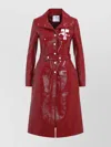 Courrèges Belted Tailored Coat With Glossy Finish In Red