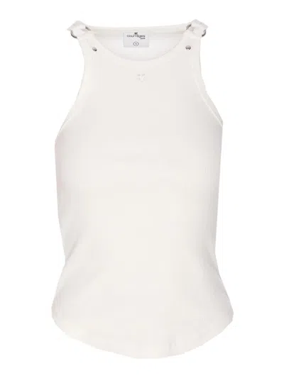 Courrèges White 90s Buckle Tank Top