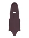 Courrèges Sleeveless Hooded Bodysuit With High Cut Leg In Brown