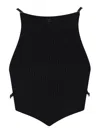 Courrèges Pointy Ribbed Knit Top In Black