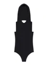 Courrèges Black Illusion Hooded Bodysuit In Black