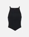 Courrèges Mesh Tips Ribbed-knitted Tank Top In Black
