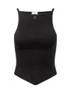 Courrèges Signature Rib Knit Viscose Top In Black