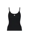 Courrèges Reedition Logo Ribbed-knit Tank In Black